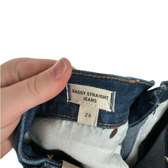 NWT Madewell Baggy Straight Jeans in Worn Indigo Wash Dark Wash‎ Hemp Blend 28 - Picture 9 of 15